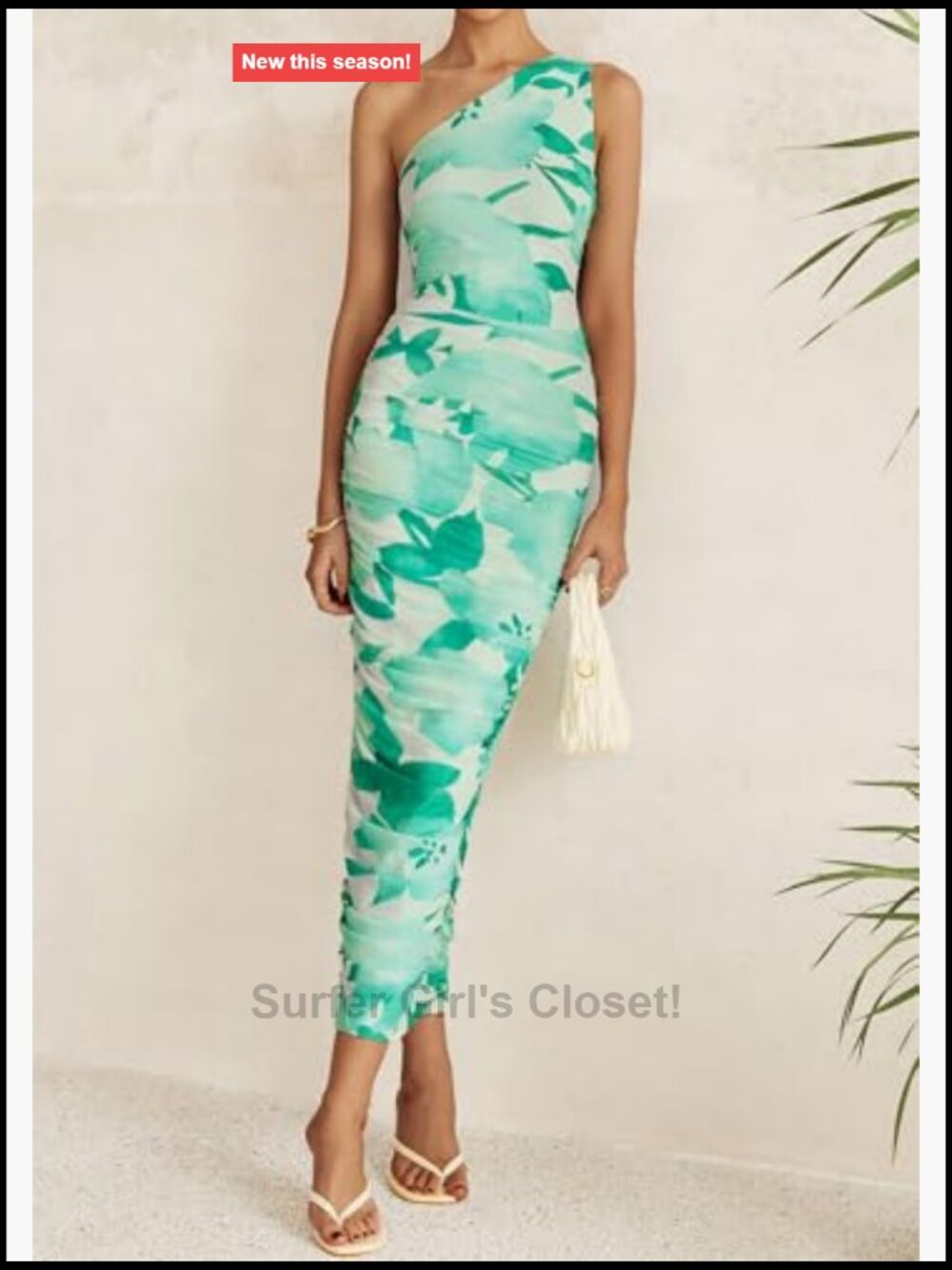 One Shoulder Ruched Maxi Bodycon Dress Mesh Sleeveless - Picture 3 of 7